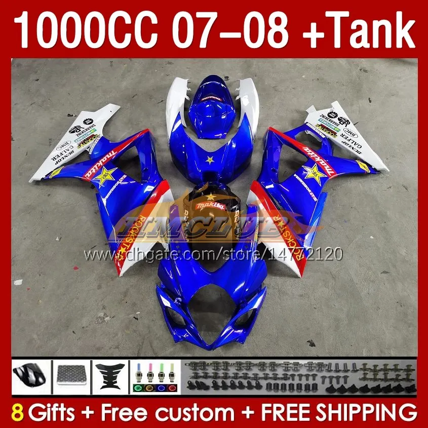 Kit & Tank Fairings For SUZUKI GSXR1000CC GSXR 1000 CC 1000CC 07-08 Bodywork 158No.149 GSXR-1000 GSXR1000 K7 07 08 Body GSX R1000 GSX-R1000 2007 2008 Fairing blue glossy