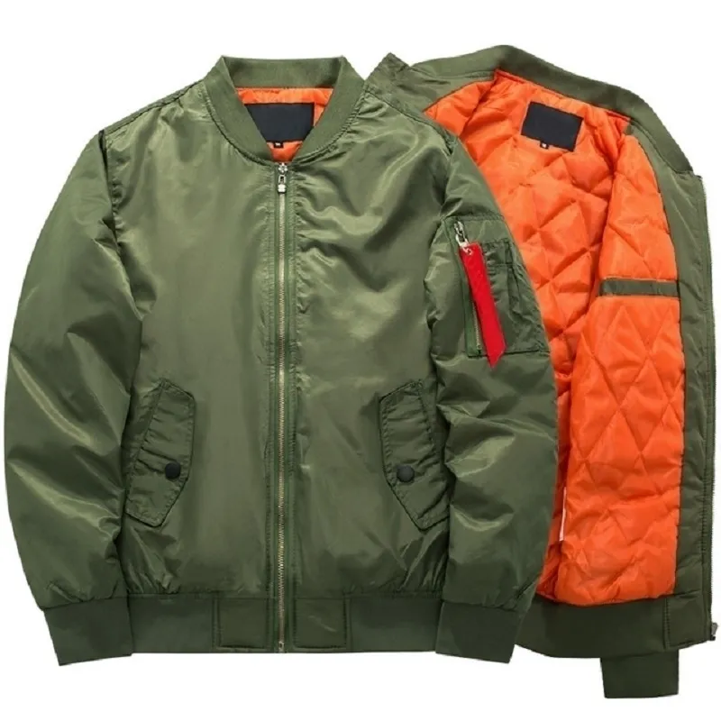 Men s Polyester Bomber Jacket Military Style Army Green Thick Thin Casual Plus Size 8XL 2024