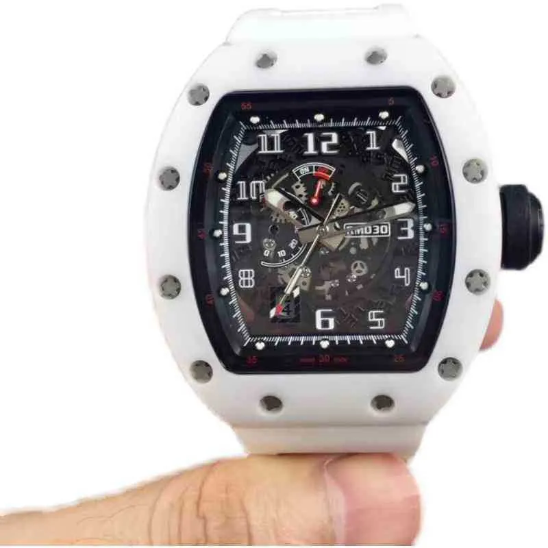 Saatler kol saati lüks richa milles tasarımcısı erkeklerin tam otomatik mekanik saat seramik içi boş kişiselleştirilmiş bant takvimi