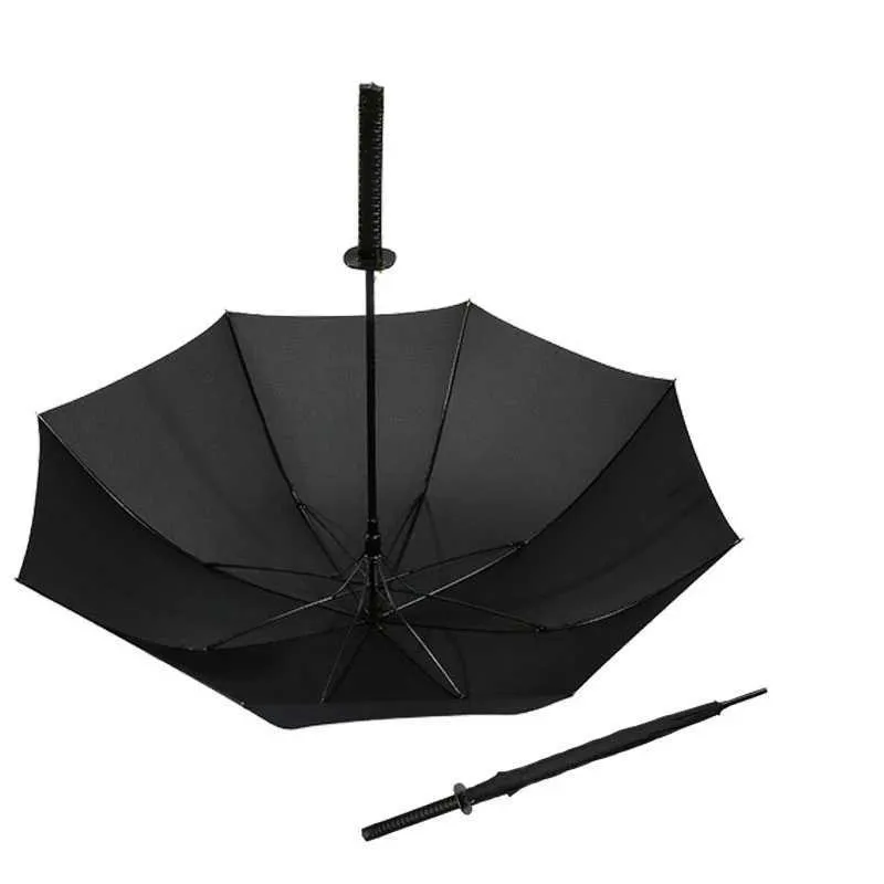 Criativo punho longo grande à prova de vento samurai espada guarda-chuva japonês ninja-como sol chuva guarda-sóis retos automático aberto 0928292p