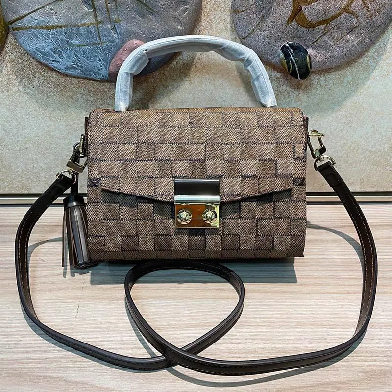 Messenger Crossbody Bags Women Handbags Purse Checkerboard Removable Strap Inside Fashion Letters High Quality Old Flower Shoulder Bag A2342