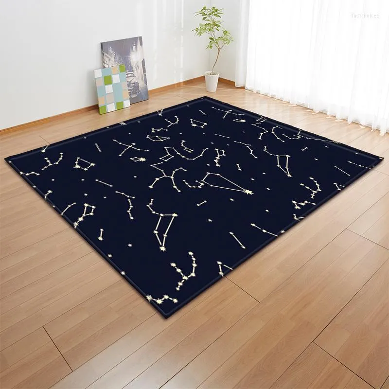 Carpets Nordic Black Constellation Carpet Kids Play Room Bedroom Decoration Mat Area Rug Anti-slip Big For Home Living