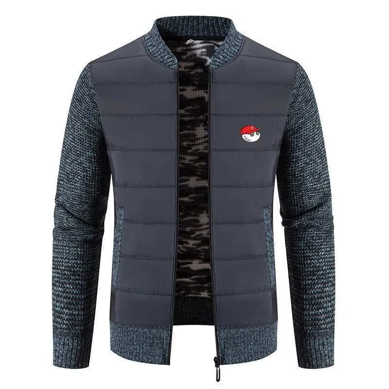 Erkek Ceketleri Golf Erkek Ceket Yeni Sonbahar ve Kış Örme Kazak artı Kadife Kalın Gündelik Fermuar Ceket T220926