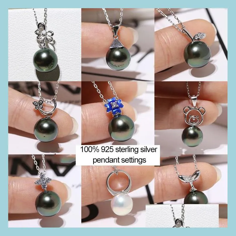Jewelry Settings 100% 925 Sterling Sier Pendant Settings Diy 24 Styles Pearl Necklace Forwomen Fashion Jewelry With Chain Wedding Dro Dhqku
