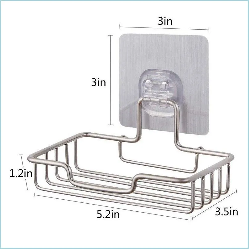 Organizzazione di stoccaggio del bagno Portasapone per doccia Chiodo autoadesivo fissato al muro Nessuna perforazione Vassoio salva-Inossidabile Goccia Deli Dheqp