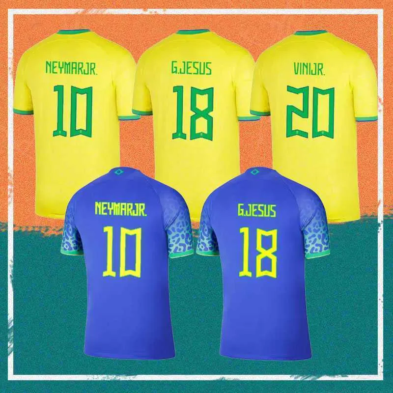 2022-23 VM 22/23 Brasils Vini Jr. Soccer Jersey Brasil Casemiro Neymar J R G.Jesus P.Coutinho Shirt Away L.Paqueta T.Silva Pele National Team