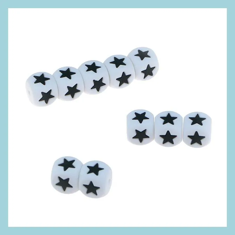 Other Sile Cube Star Beads 12Mm Bpa Chewing Bead Food Grade Teether Diy Pacifier Chain Chewelry Sensory Toy Drop Delivery 2021 Jewelry Dhido