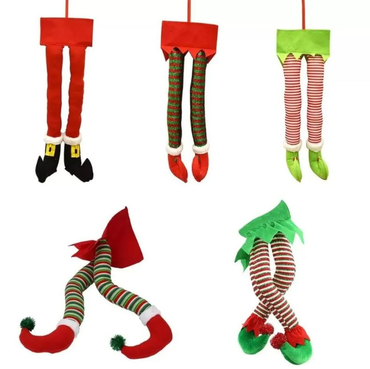 Santa Elf Legs Plush gevulde voeten met schoenen kerstboom decoratief ornament kerstdecoratie huis ornamenten