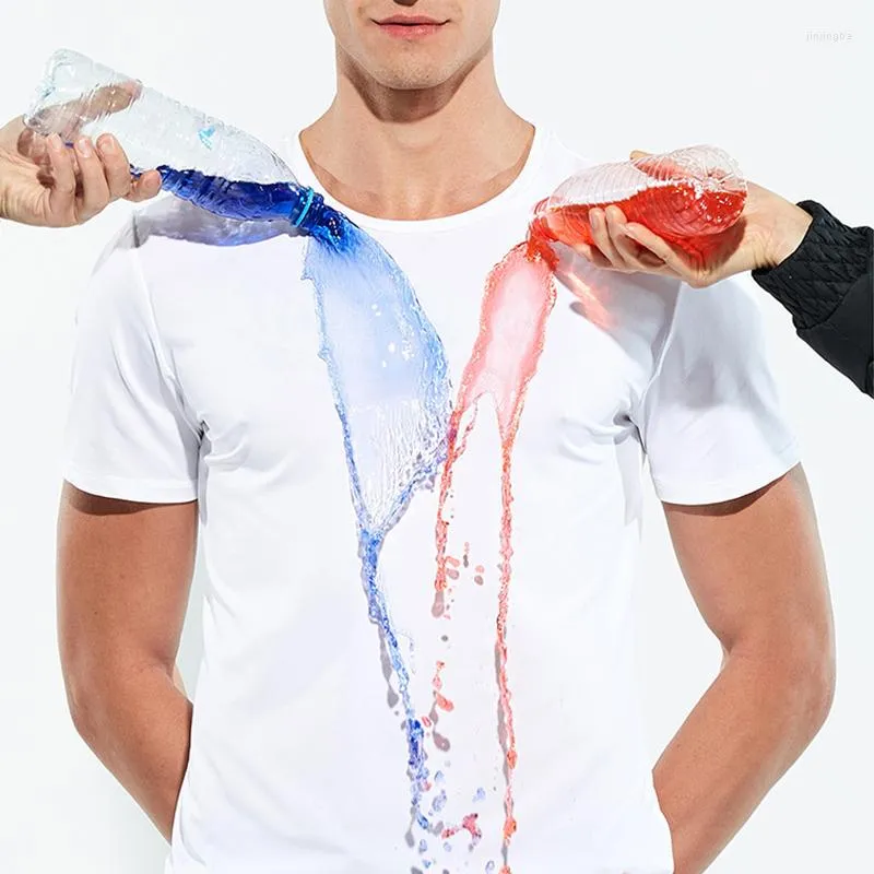 T-shirts pour hommes Anti-sale imperméable hommes chemise couleur unie à manches courtes séchage rapide t-shirt anti-taches antifouling blanc hommes Fitness t-shirt