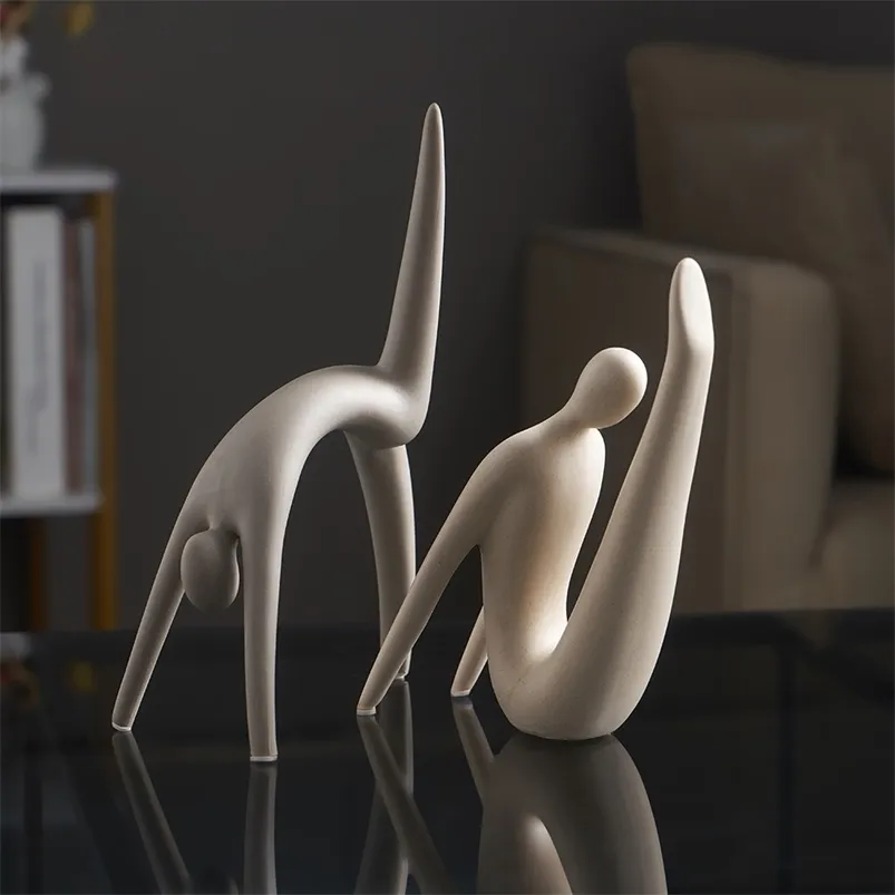 Decorative Objects Figurines Ceramic Human Yoga Statue Abstract Sculpture Modern Art Desk Living Room Home Accessories ation Gifts 220928