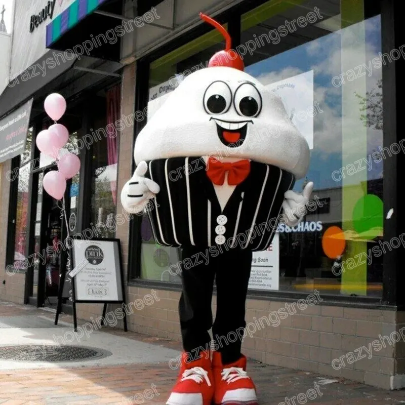 Halloween Cupcake Mascot Costume Cartoon Characon Tenics Suit Fancy Dishat pour hommes Femmes Christmas Carnaval Party Outdoor Tenue Advertising Costumes