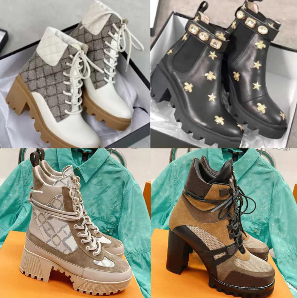 Kvinnliga designers Rois Ankel Martin Boots Och Nylon Boot Militärinspirerade Stridsskor Toppkvalitet Knight Boots With Box NO13