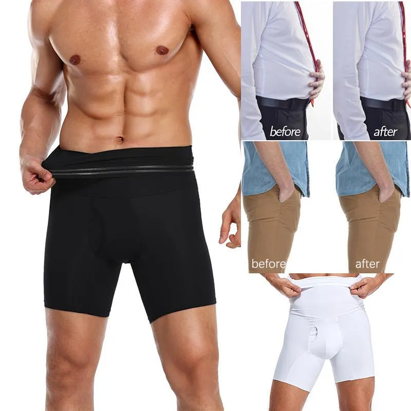 Herren-Körperformer, Herren-Bauchkontrolle, Shapewear-Shorts, hohe Taille, schlankmachende Anti-Curling-Unterwäsche, Former, nahtloser Trimm-Boxershorts