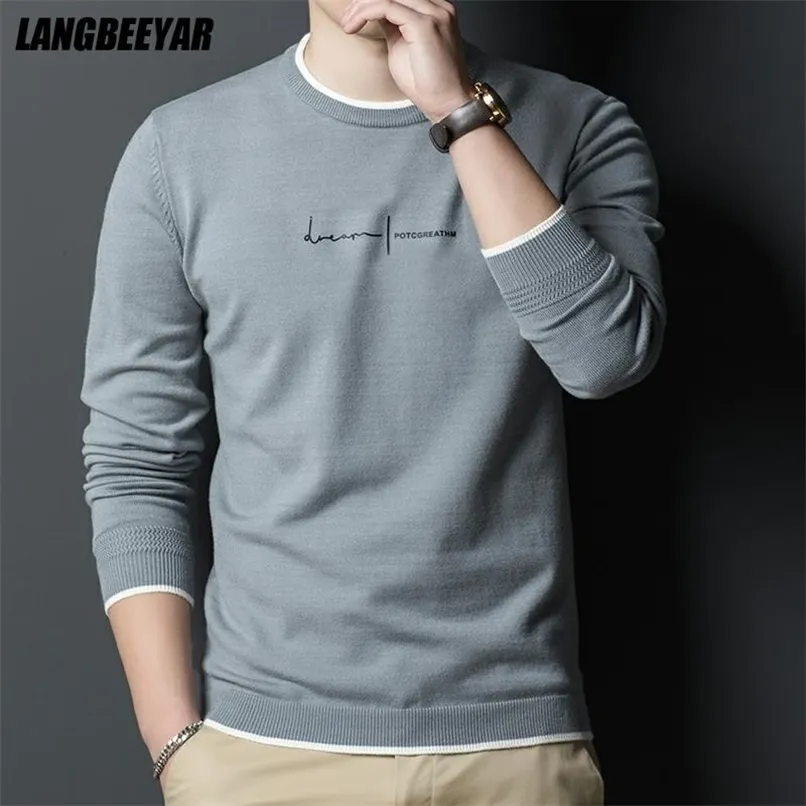 Erkek Sweaters Moda Marka Tasarımcısı Örgü Külot Sweater Erkek Mürettebat Mektubu Baskılı İnce Fit Kış Kış Donanması Günlük Jumper Erkek Kıyafetler 220928