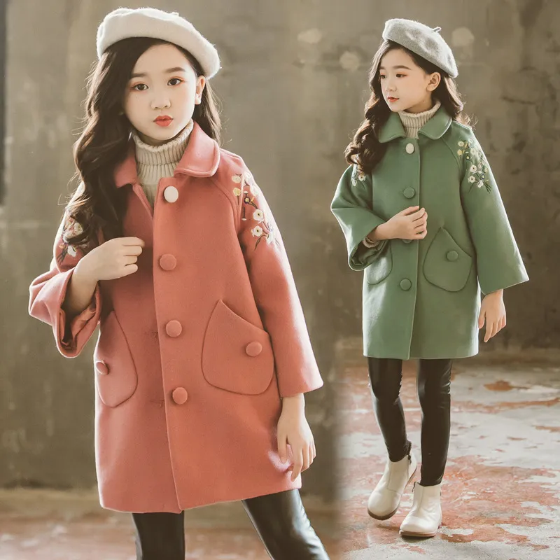 Coat Children Outerwear Winter Jackets for Girls Fur Woolen Fashion Warmer Thick Long Overcoat Kids Clothes 4 To 14 Years 220927
