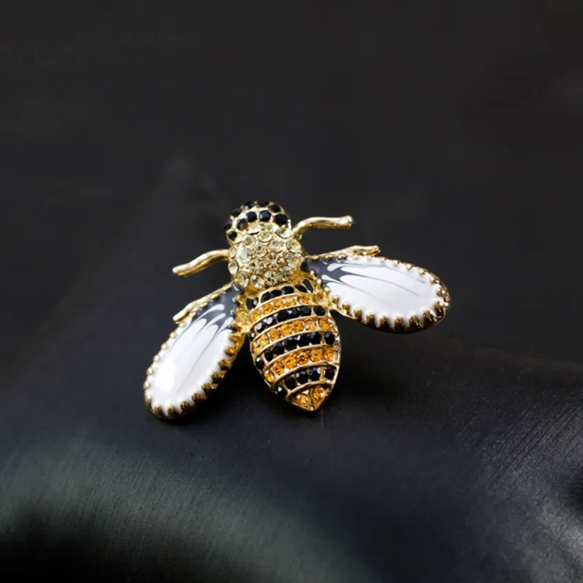 Animal Bee Brooch Pin Gold Crystal Business Suit Tops Corsage Rhinestone Brooches for Women Men Gift Fashion Jewelry