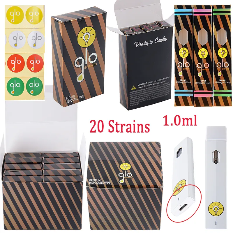 20 Strains Glo Disposable Vape Pen E Cigarettes 1ml Empty Device Pods