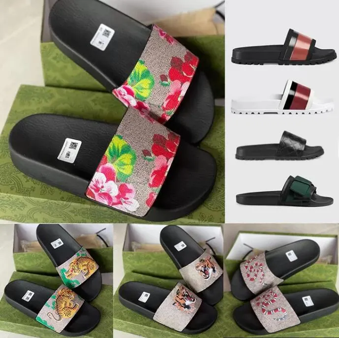 Sandal Casual Shoes Rubber Slides Designer Slippers Summer Fashion Flower Snake Printed Animal Luxury Womens Leather 2022 Brand Men Wome dYM