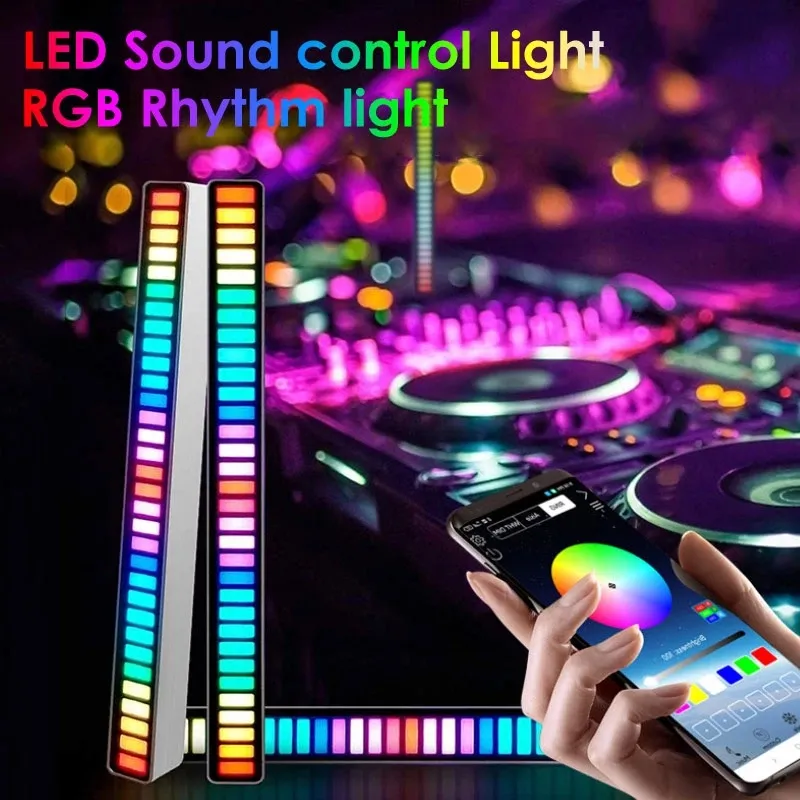APP LED Strip Night Light RGB Sound Control Light Voice Activated Music Rhythm Ambient Lamps Pickup Lamp per Car Family Party Lights