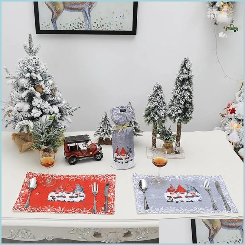 Mats Pads Christmas Placemats Non Slip Heat-Resistant Holiday Table With Gnome Pattern For Kitchen Dinner Drop Delivery 2021 Home Ga Dhtlo