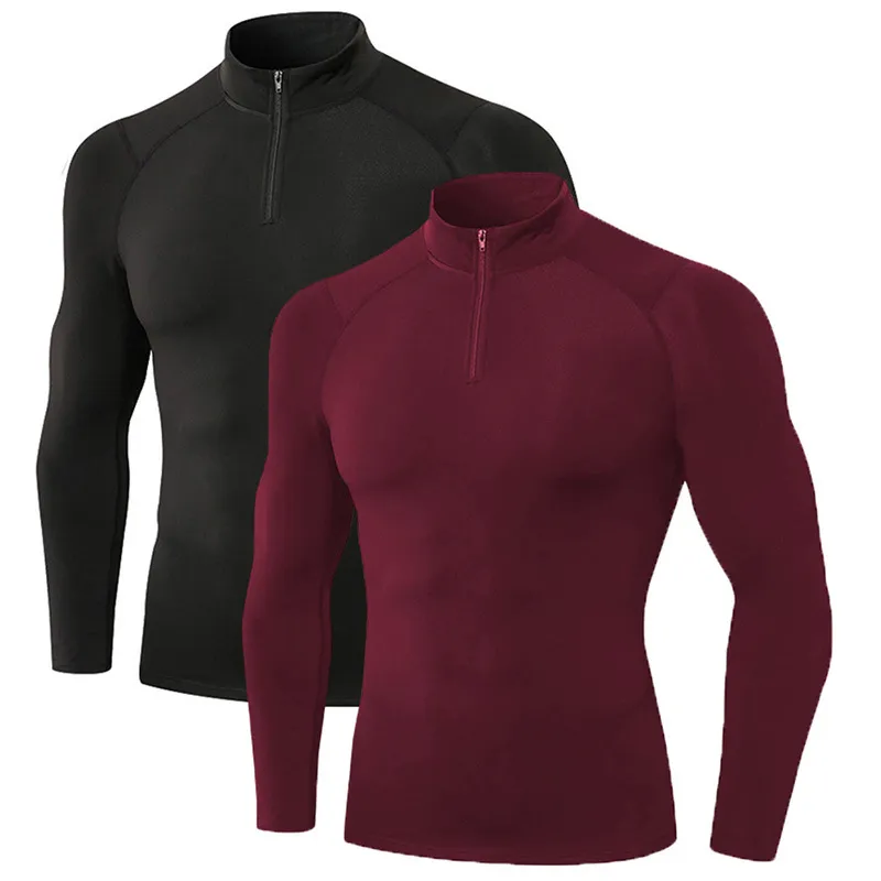 Mens Quarter Zip Thermal Compression Compression Shirt Men With Fleece Lining Long Sleeve Workout Sports Top 1 Or 2 Pack From Mu03 17.17 DHgate.Com