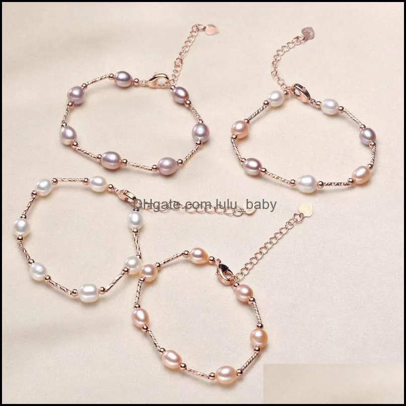 wholesale Jewelry Natural Freshwater Pearl Bracelet for Women 3 Color Oval Pearl Bracelet for wedding Handmade Christmas Gift