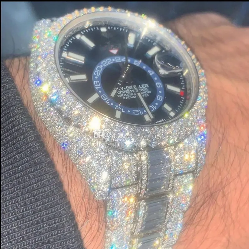 Lüks Saatler Erkek Saat Designer Saatler Yüksek Kaliteli Hareket Saatleri Erkekler Moissanite Saat Işyalı Saat Diamond Watch Montre 208E