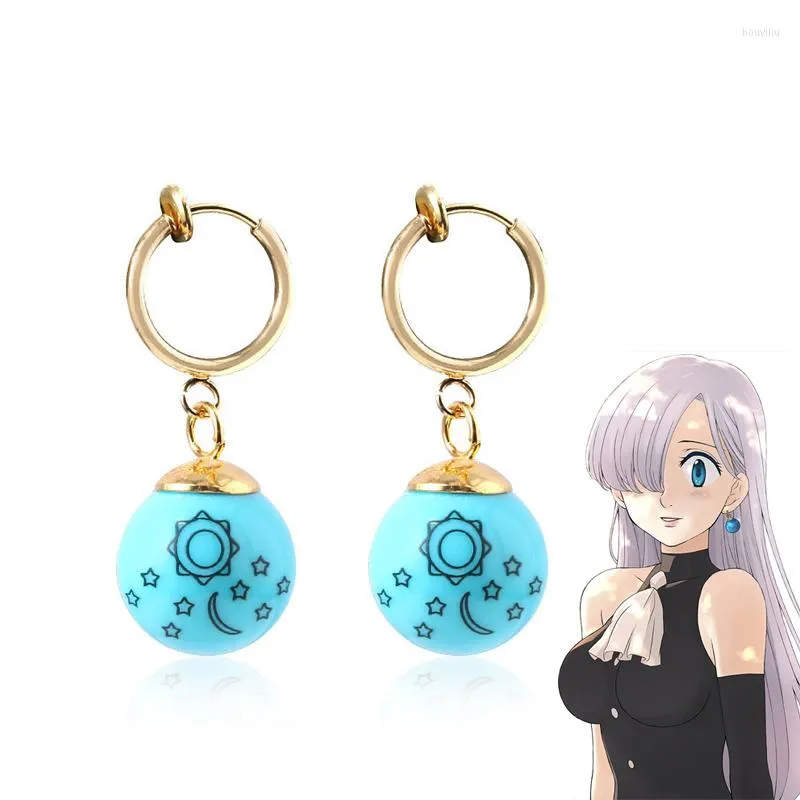 Boucles d'oreilles Anime les sept péchés capitaux Elizabeth Liones bleu soleil étoiles lune balancent pour les femmes oreille pince pendentif bijoux