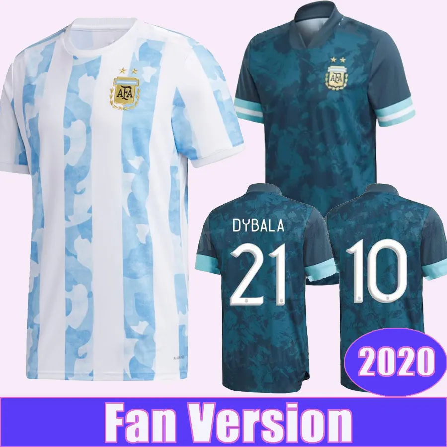 2020 Argentina National Team Higuain Mens Soccer Jerseys Dybala Mascherano Home Away Football Shirts Aguero Short Sleeve Uniforms
