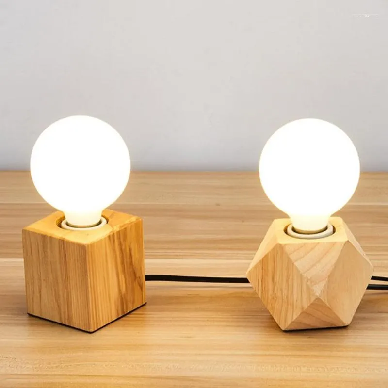 Table Lamps Modern Lamp E27 Wooden Desk Diamond Bedside For Home/bedroom/living Room Decor US EU Plug Base Tafellamp