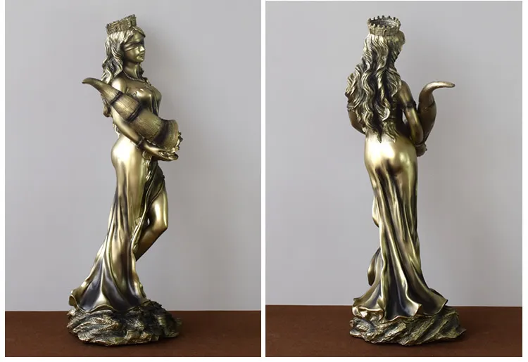 Statue Déesse Fortuna En Résine - Décoration Porte-bonheur Grecque, Figurine élégante Pour Intérieur Et Prospérité, Environ 25 Cm