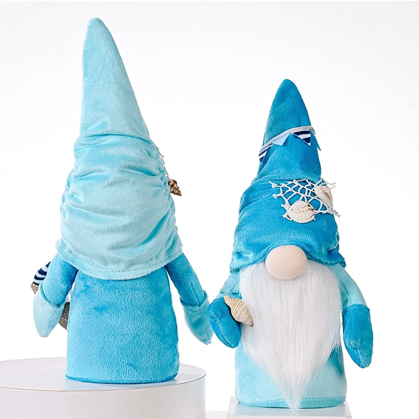 NUOBESTY Plush Gnome Doll Decoration - Blue Ocean Theme, 33x13cm, Home Ornament & Photo Prop