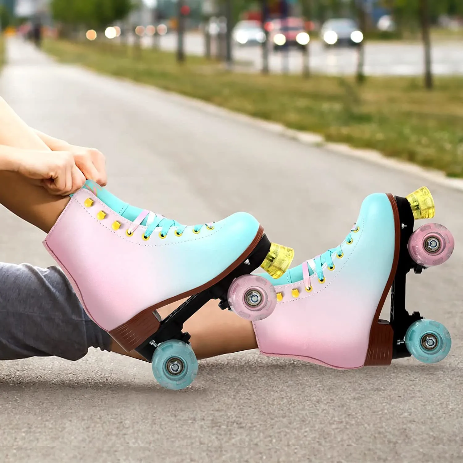 qung レースアップlilyセーラーops ライトライラック Ice Skates LIKU Quad Roller For Girl And Women With All