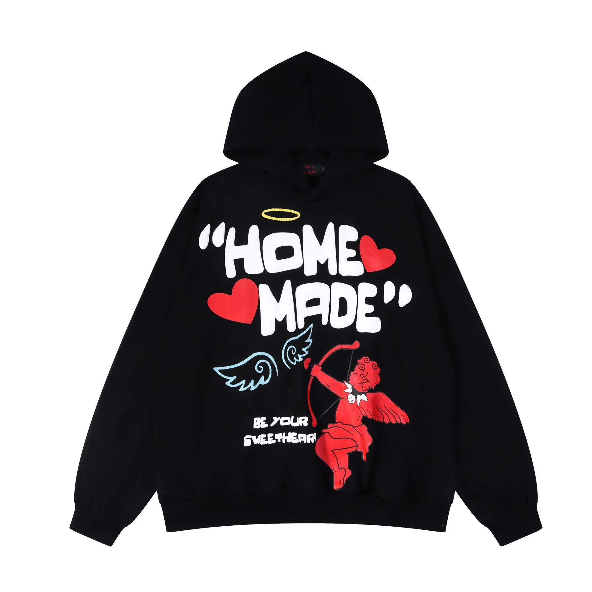 Hip Hop Hoodie Sweatshirts Street Giyim Erkekler Melek Mektup Baskı Kapşonlu Kazak Harajuku Moda Günlük Gevşek Büyük Boy