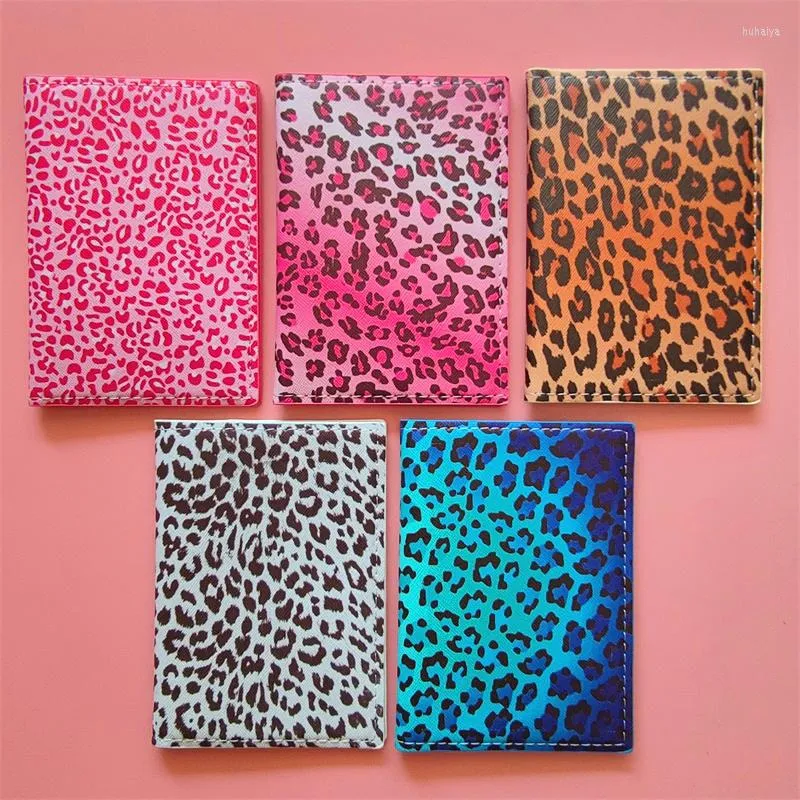 Tarjeteros de moda con estampado de leopardo para oficina, funda para pasaporte de viaje para mujer, billetera de negocios, monedero multifunción, funda organizadora