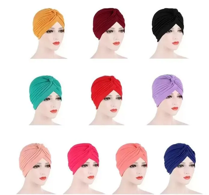 Mulheres mu￧ulmanas chap￩us de turbante indianos babados hijabs cap bon￩ de cabeceira enrolando acess￳rios de cachecol mu￧ulmano