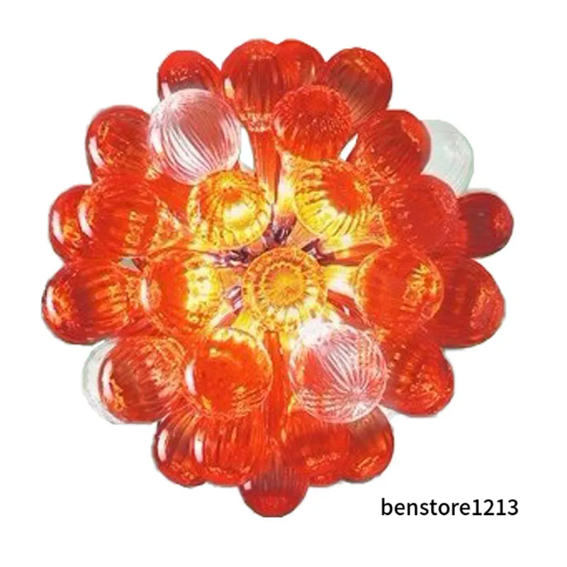 Lampes suspendues Art déco 100% lustre en verre soufflé 30-40 ventilateur de plafond rond lumières en verre orange lustres LED modernes meubles de chambre LR441