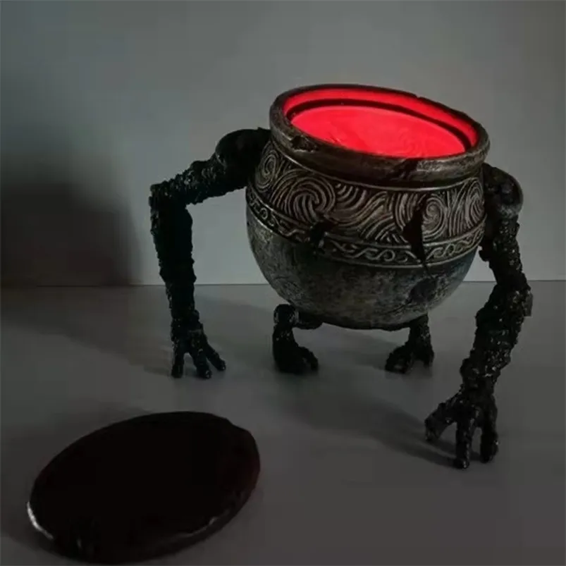 Decorative Objects Figurines Elden Ring Pot Boy Magic Poison Cauldron Jar Game Model with Light Resin Craft Lighting Garden Courtyard Ornament 220928
