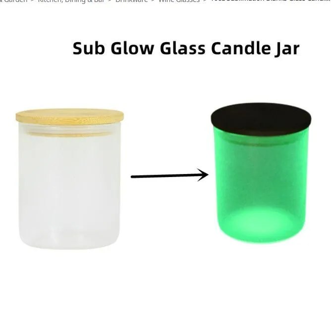 10oz Sublimation Blanks Glass Candle Jar Holder Glow In The Dark