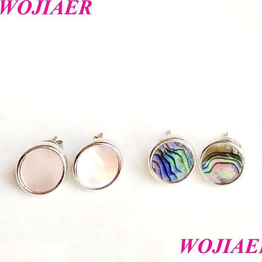 Stud Natural Seashell Round Small Stud ￶rh￤ngen rosa abalonskal p￤rla vit svart f￤rg enkla ￶ron smycken f￶r kvinnor ￶rh￤nge g￥va dhq5e