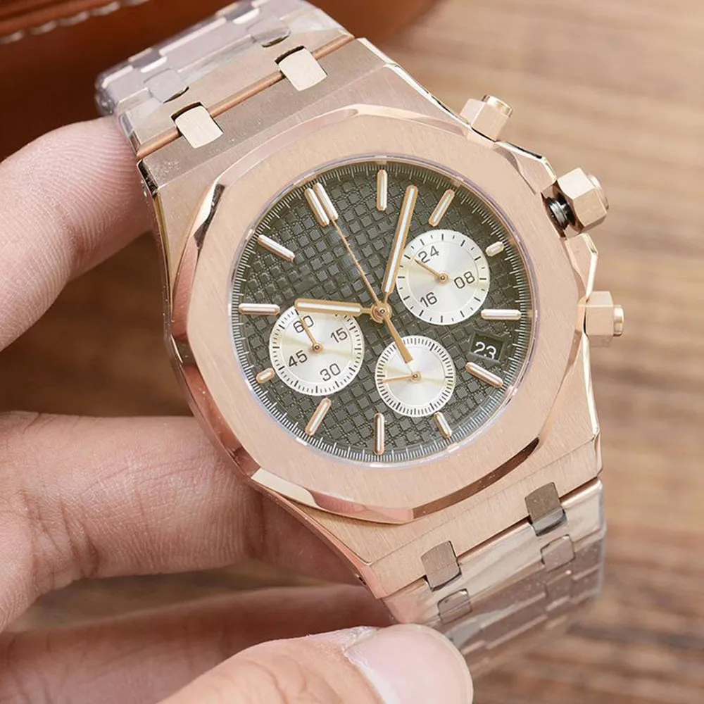 Montres pour hommes montres en quartz bracelet en acier inoxydable en or rose-bracelet de bracele
