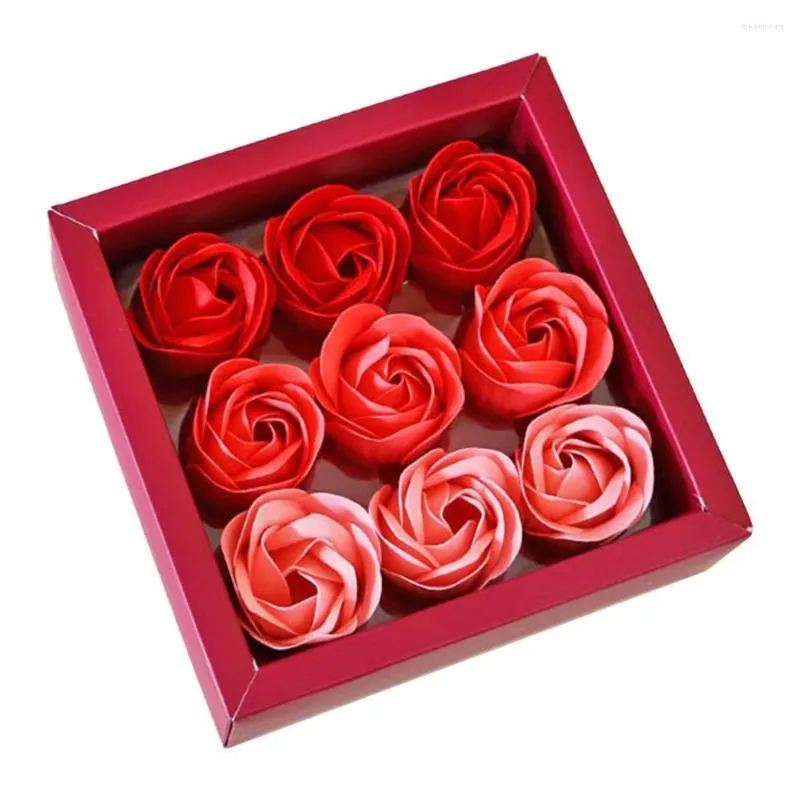 Flores decorativas cómodas táctil cuadrado 2 en 1 flor de rosa de jabón perfumado para la oficina