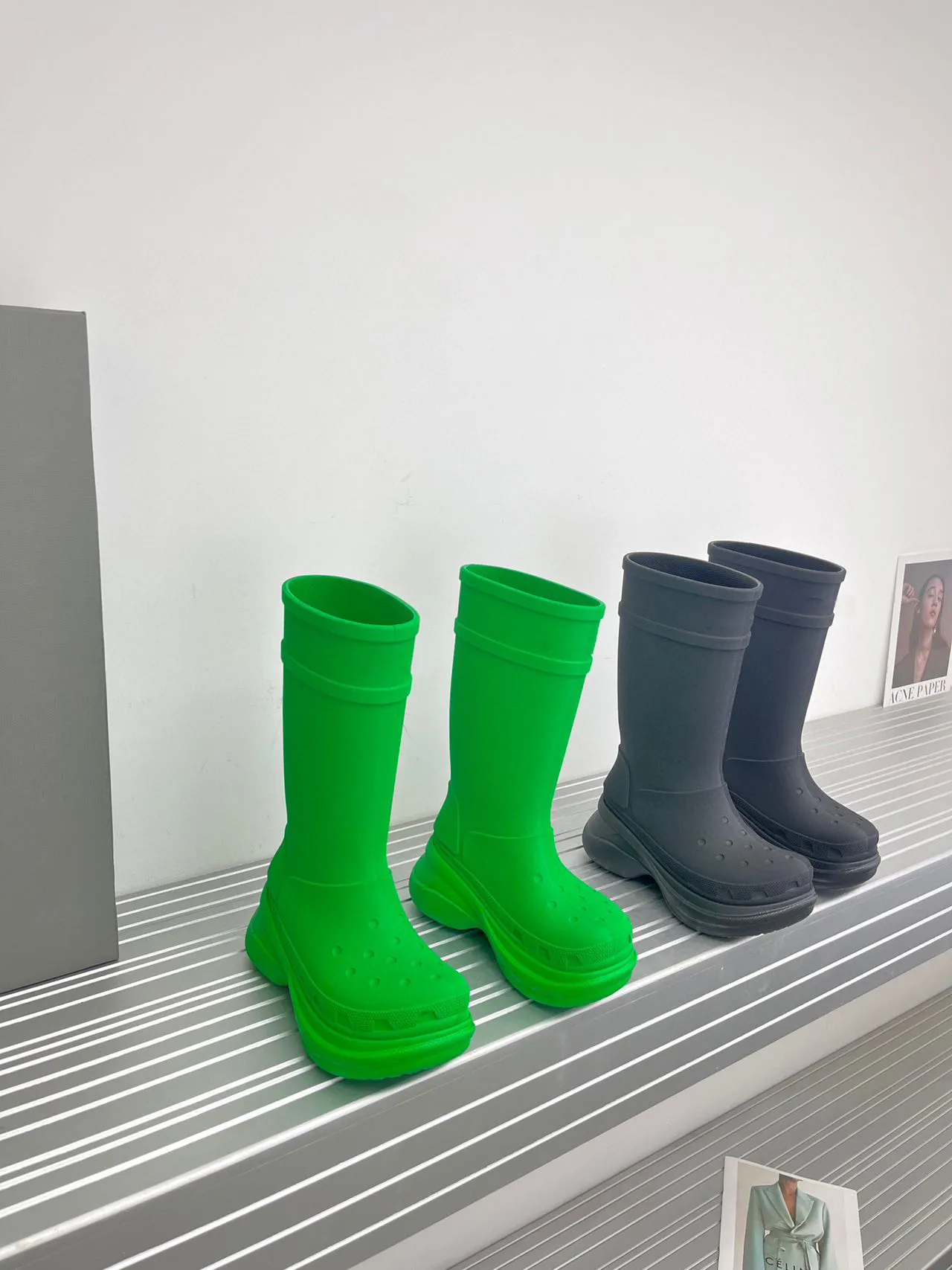 Women s Black PU Leather Knee High Martin Boots with Low Heel for Spring and Fall