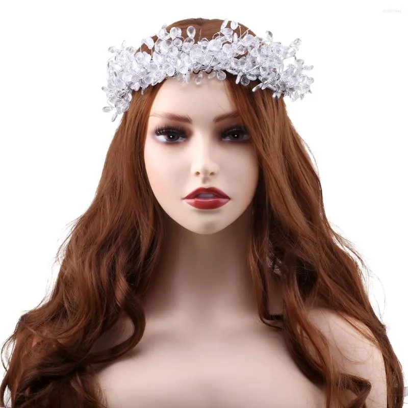 Decorative Flowers Wreaths Crown Wedding Bridal Rose Cloth Imitation Crystal Headdress Girls Crowns HairHH013