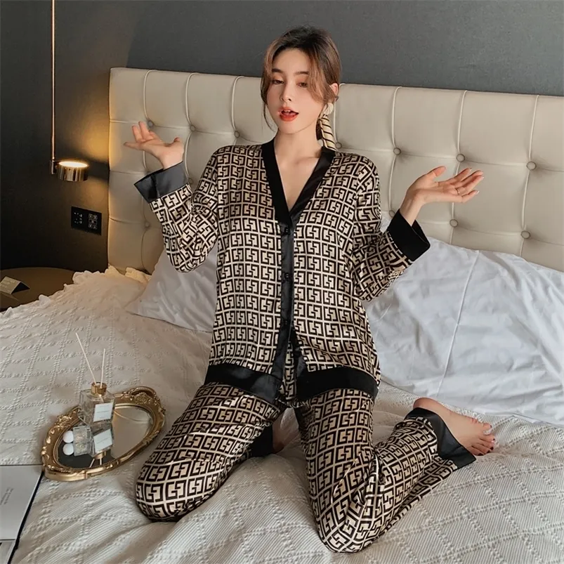 Elegant Women's Sets designer Sexy Sleepwear Silk Pyjamas Plus Size Lingere Loungewear Home Clothes Nightwear Women's pajamas 220629