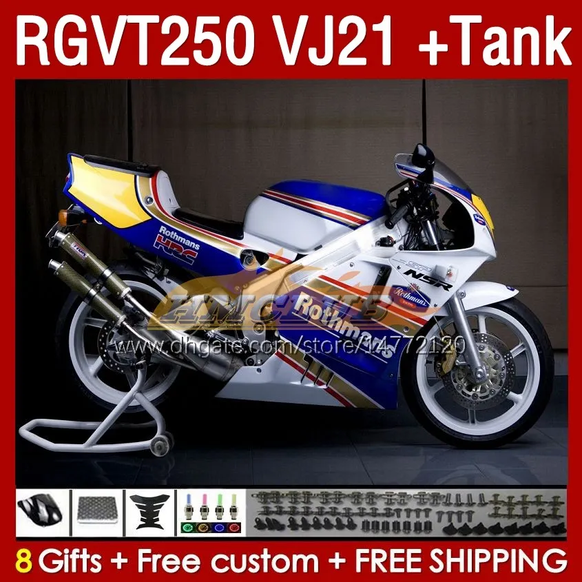 Rothmans Blue Fairings Kit Tank for Suzuki RGVT250 SAPC VJ21 RGV-250CC 88-89 BODYWORKS 159NO.58 RGVT-250 RGV-250 RGV250 88 89 RGVT RGV 250 CC 250CC 1988 Fairing Kitit