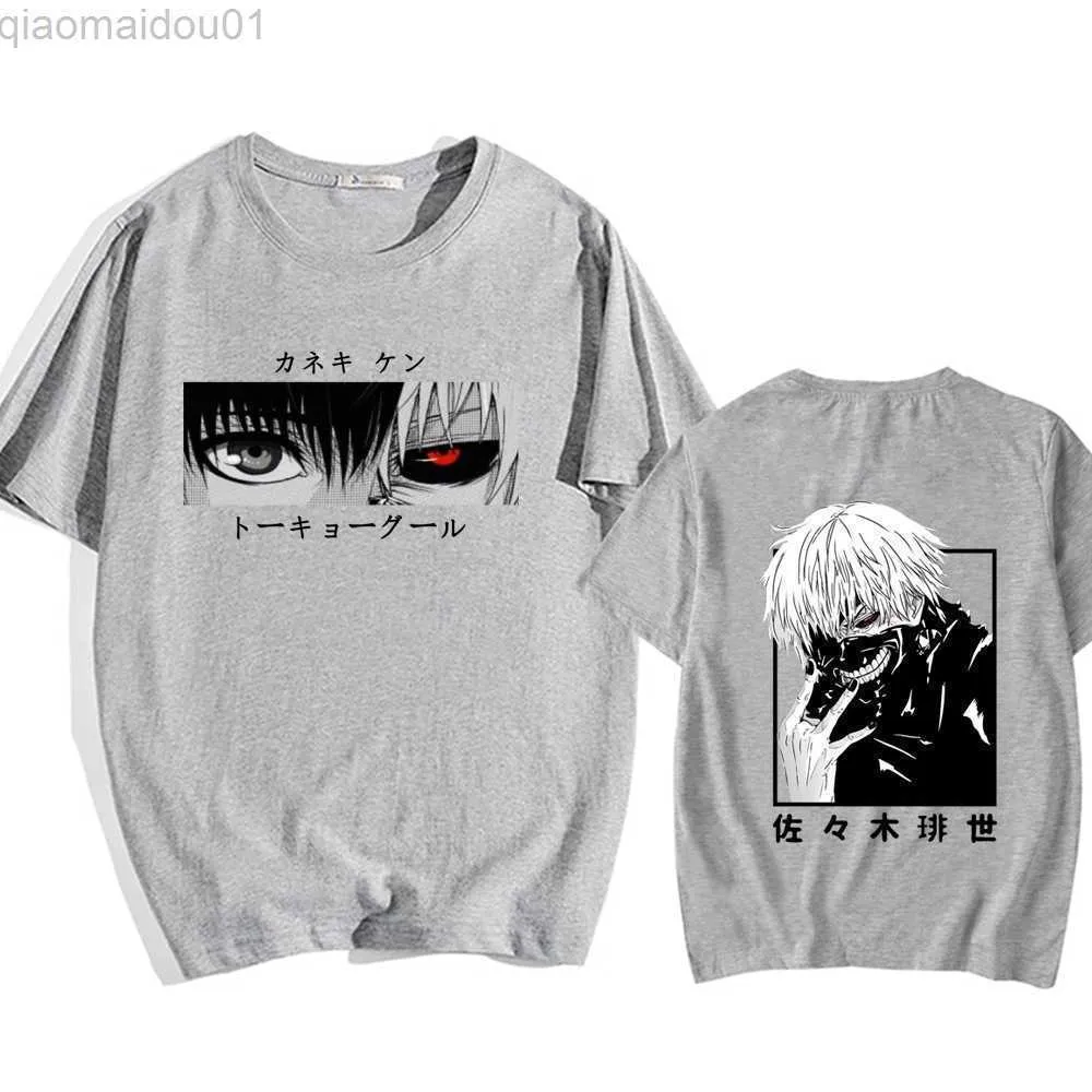 Camiseta Unisex De Kaneki Ken Para Anime | Estampado De Tokyo Ghoul En Negro Y Gris, Manga Corta Para Verano