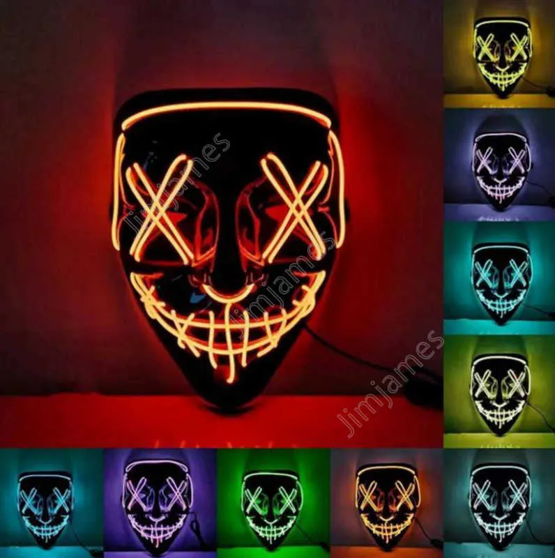 LED-Maske, Halloween-Party, Maske, Maskerade, Masken, Neonlicht, im Dunkeln leuchten, Horror-Maske, leuchtender Masker, 1200 Stück DAJ494