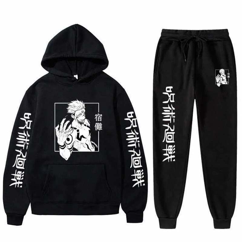 Survêtements pour hommes Anime Jujutsu Kaisen Ensemble à capuche Pantalons décontractés Ensembles pour hommes Imprimer Manches longues Survêtement Pantalons de survêtement Anime Graphics Vêtements imprimés G220927