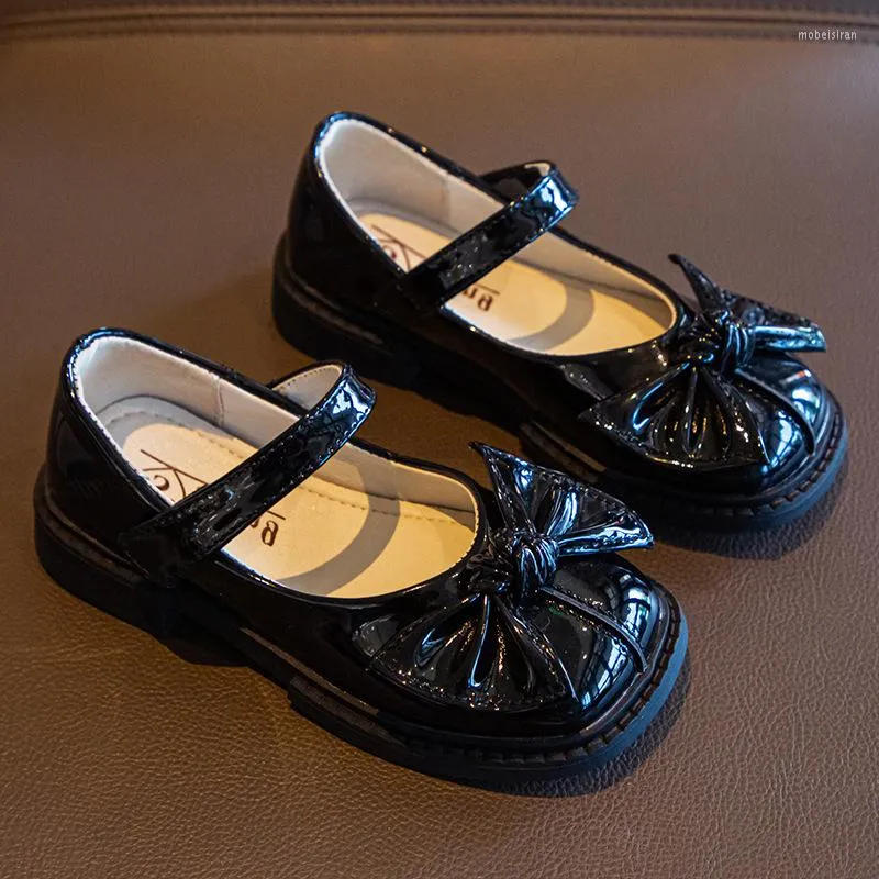 Chaussures plates noir enfants en cuir fille semelle souple princesse pour les enfants de l'école danse Performance robe Chaussure Fille 3-13T
